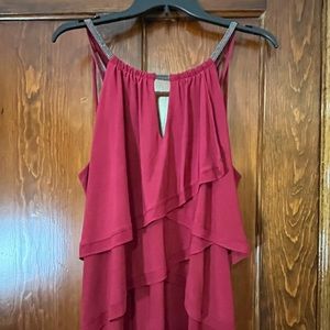 White House Black Market sleeve-less Tiered Date Top. Size Large. Red.